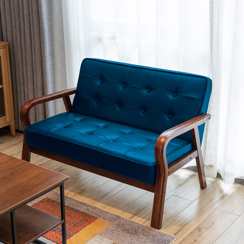Faux Leather Sofa 29.53" High Mid Century Modern Square Sofa