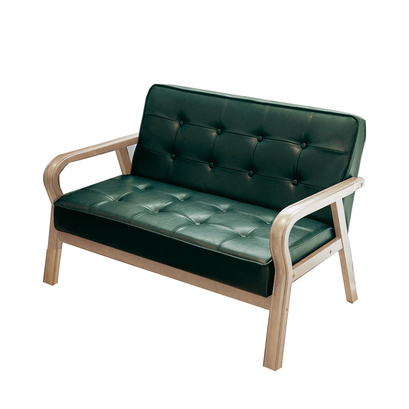 Faux Leather Sofa 29.53" High Mid Century Modern Square Sofa
