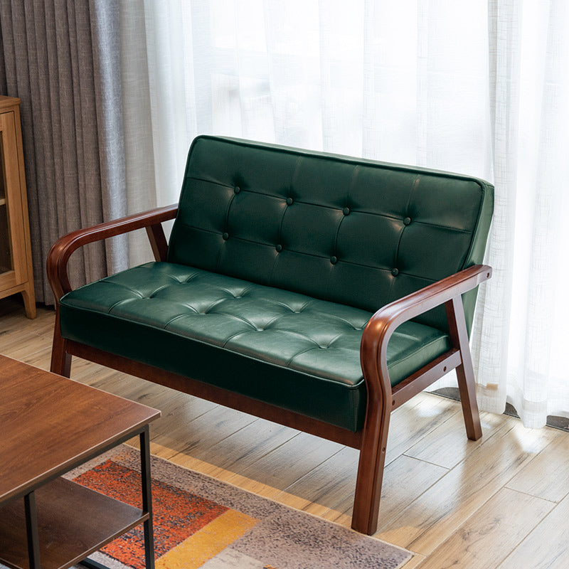 Faux Leather Sofa 29.53" High Mid Century Modern Square Sofa