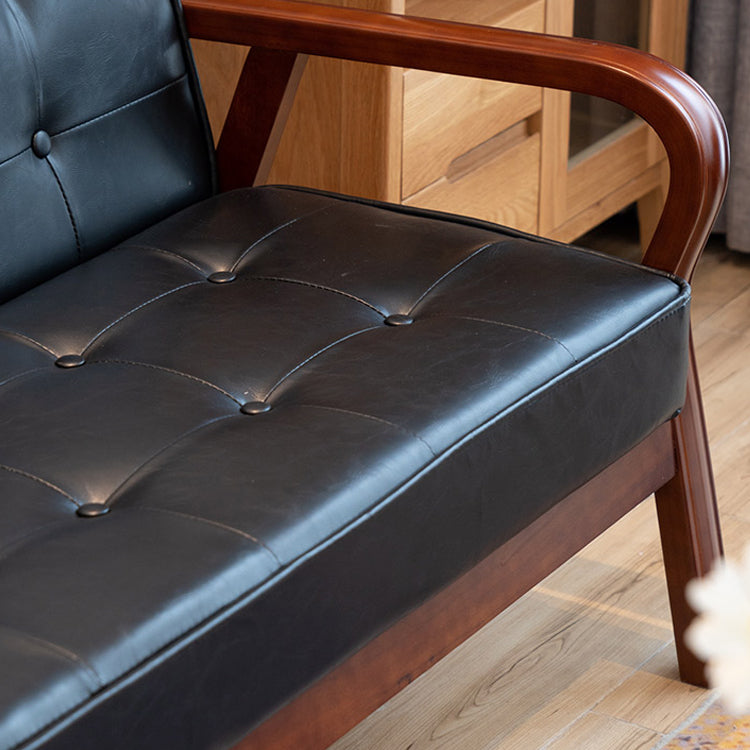 Faux Leather Sofa 29.53" High Mid Century Modern Square Sofa