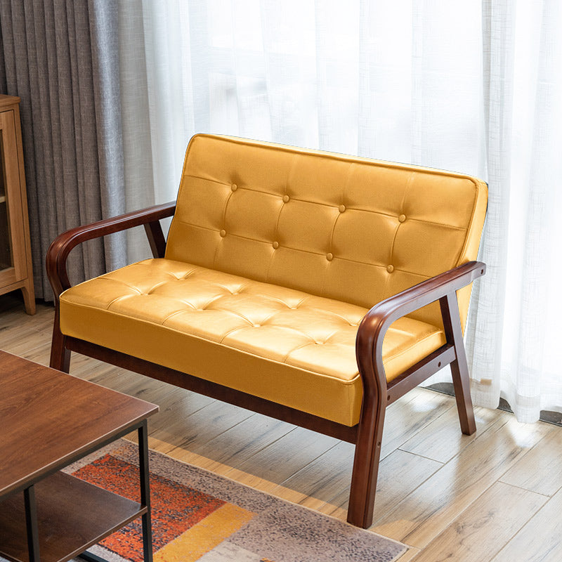 Faux Leather Sofa 29.53" High Mid Century Modern Square Sofa