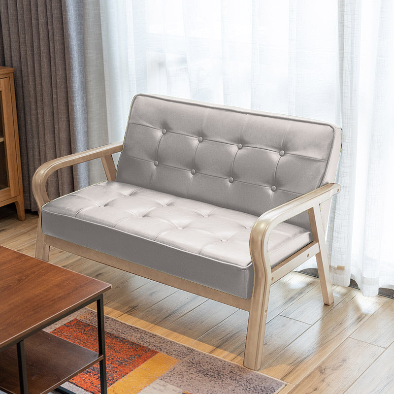 Faux Leather Sofa 29.53" High Mid Century Modern Square Sofa