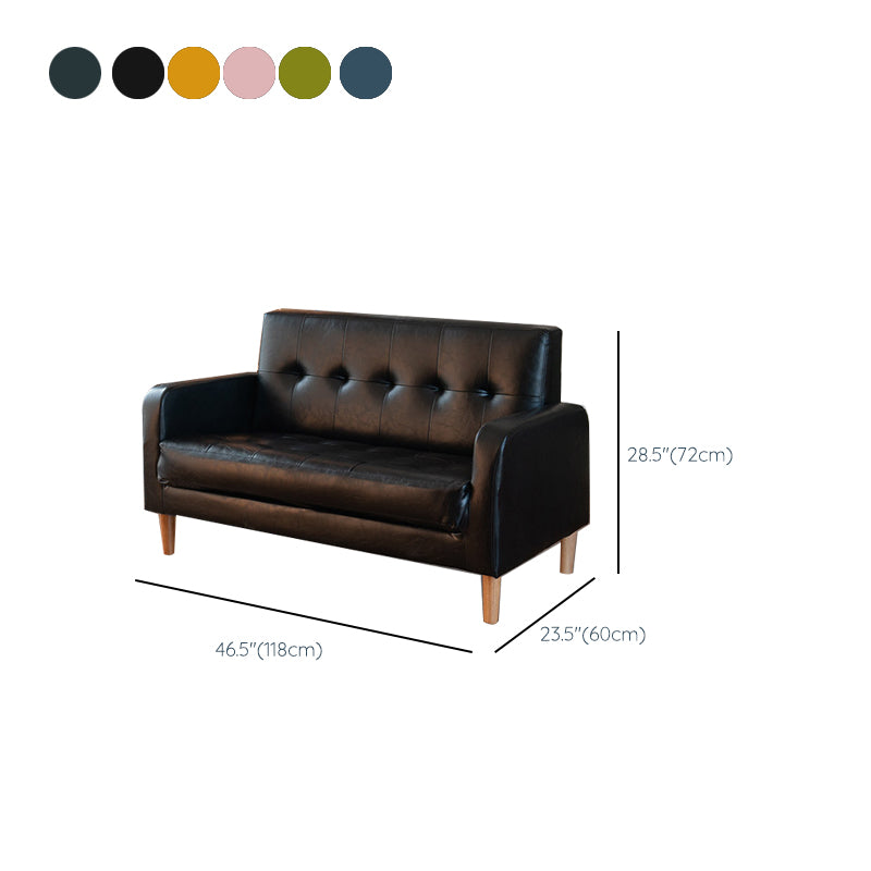 Modern Single Cushion Seat Sofa Tufted Back Faux Leather Sofa