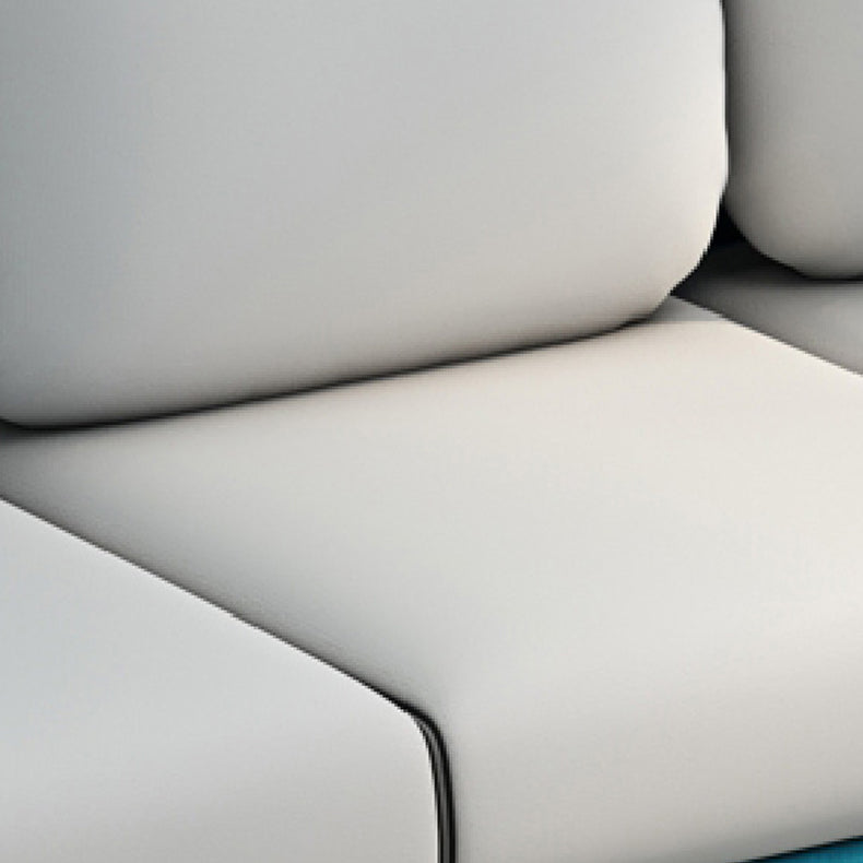 Square Arm Sofa 3 Seater Solid Color Sofa with Storage Side Bag