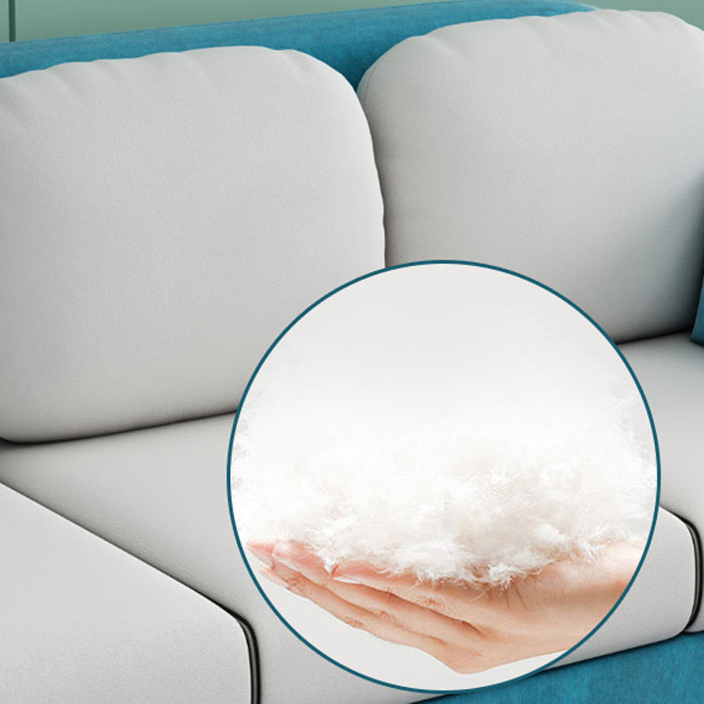 Square Arm Sofa 3 Seater Solid Color Sofa with Storage Side Bag
