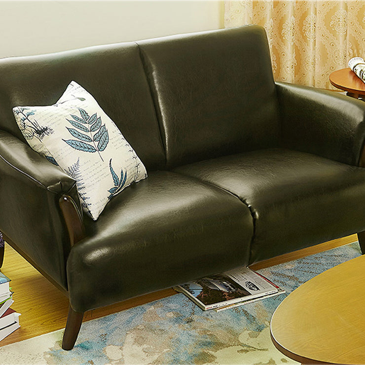 Flared Arm Standar Sofa with Tight Back Loveseat Faux Leather Sofa