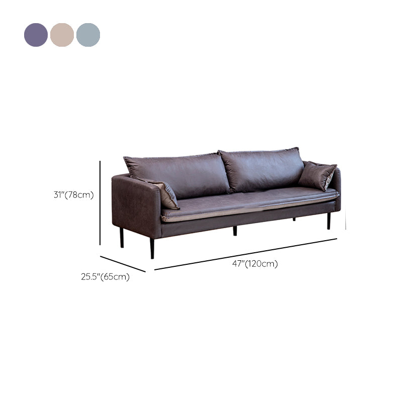 30.70" H Faux Leather Solid Wood Square Arm Sofa with Two Pillows