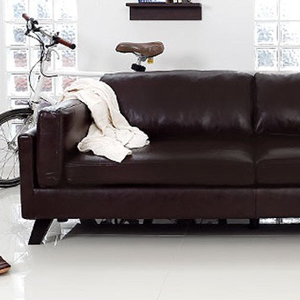 Faux Leather Sofa Square Arm Sofa with Cushions Back for Living Room
