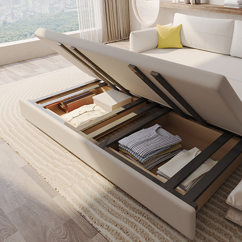 Glam Wooden Futon with Mattress Futon Sofa Bed Square Arms Sleeper Sofa