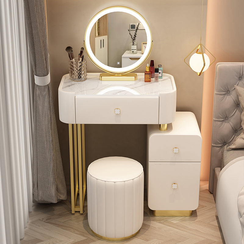 Modern Makeup Vanity Desk with 3 Drawers in Solid Wood Frame