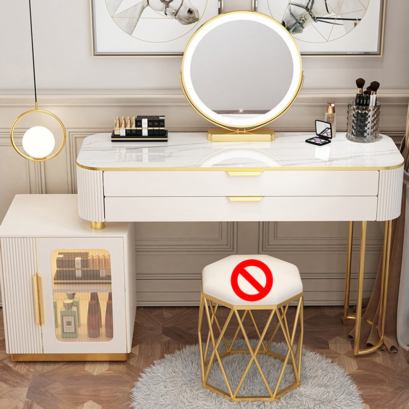 Glam Style Vanity Dressing Table with 2 Drawers and Stone Top