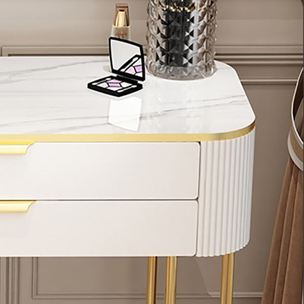 Glam Style Vanity Dressing Table with 2 Drawers and Stone Top