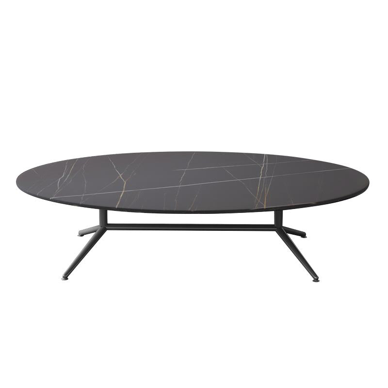Glam Style Metal Base Cocktail Table Black and White Slate Top Coffee Table