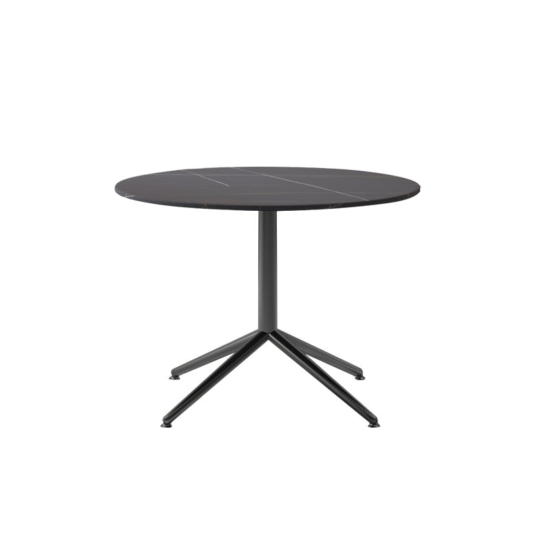 Glam Style Metal Base Cocktail Table Black and White Slate Top Coffee Table