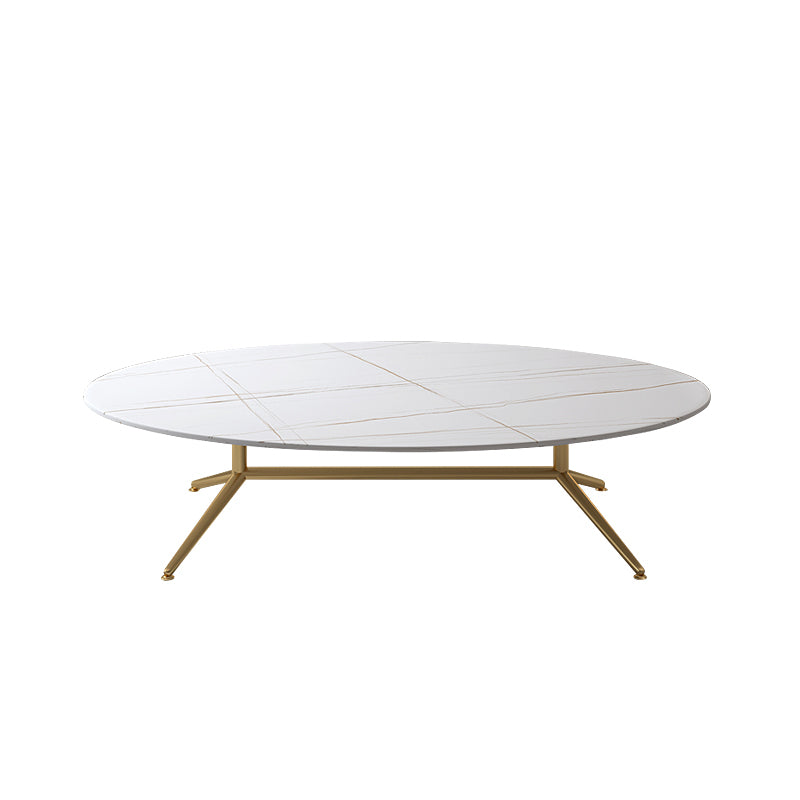 Glam Style Metal Base Cocktail Table Black and White Slate Top Coffee Table