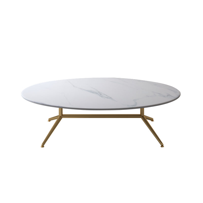 Glam Style Metal Base Cocktail Table Black and White Slate Top Coffee Table