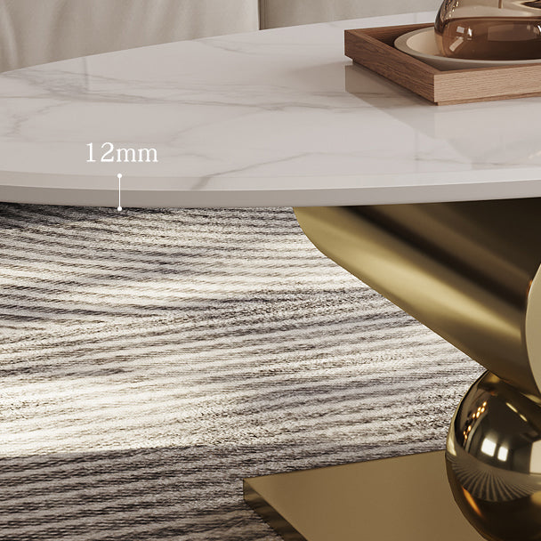 Stainless Steel Abstract Base Cocktail Table Glam Slate Top Coffee Table