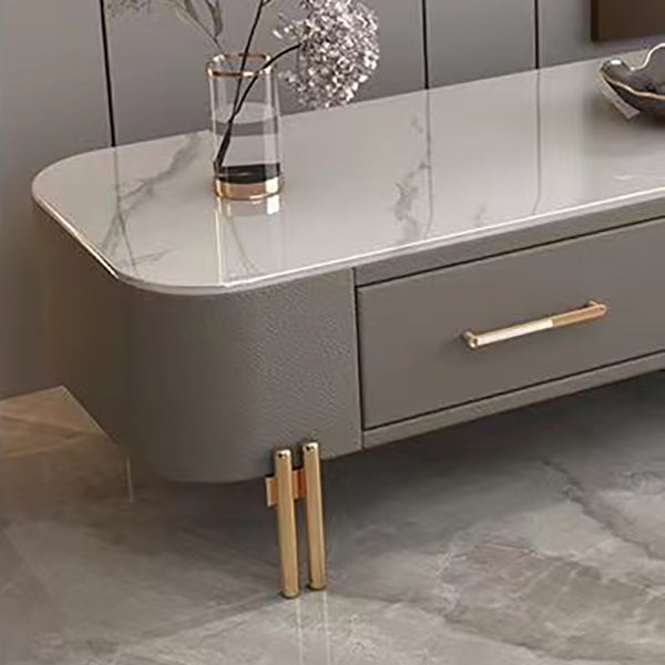 Rectangular Slate Top Coffee Table 4 Legs Cocktail Table with 2 Drawers