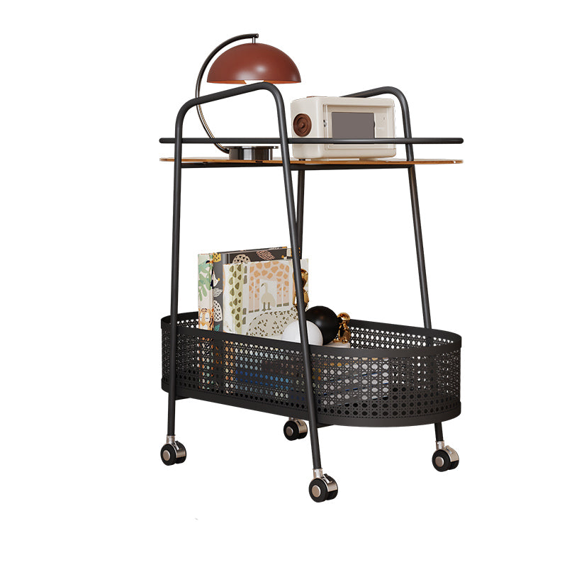 25.6" Wide Metal & Glass Side Table Elliptical Sofa Side Accent Table with Casters