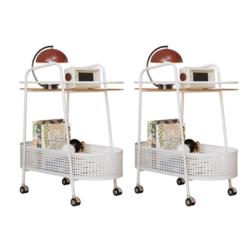 25.6" Wide Metal & Glass Side Table Elliptical Sofa Side Accent Table with Casters