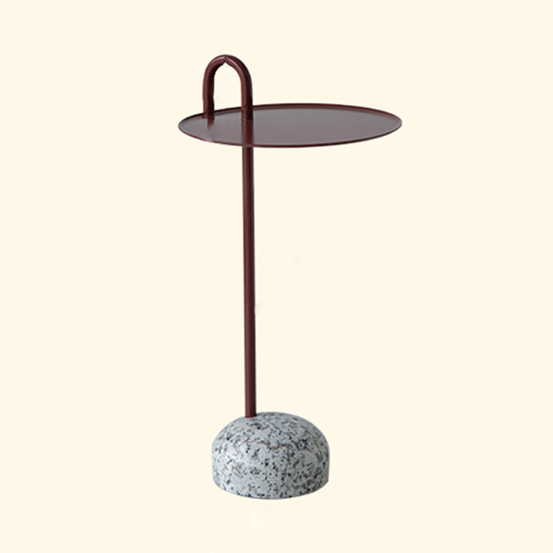 Modern Tray Top Side Table 27.8" Tall Metal Round Pedestal End Table