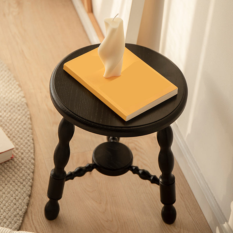 Rustic Solid Wood End Table 14.2" Tall Round 3 Legs Sofa Side Accent Table