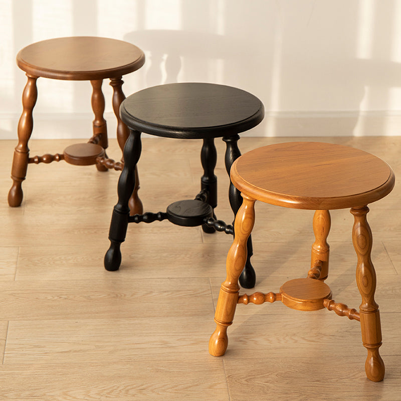 Rustic Solid Wood End Table 14.2" Tall Round 3 Legs Sofa Side Accent Table