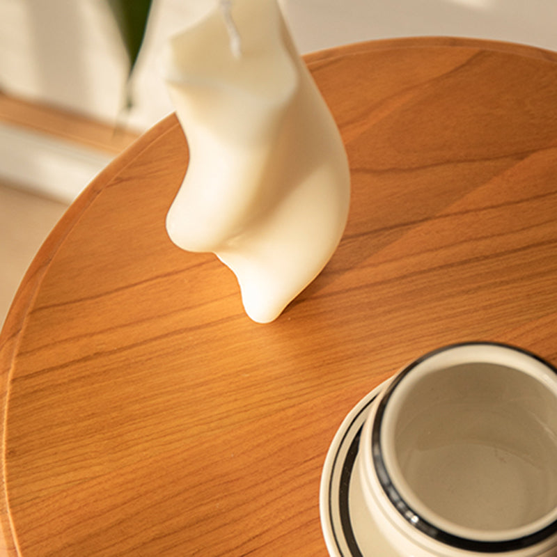 Rustic Solid Wood End Table 14.2" Tall Round 3 Legs Sofa Side Accent Table