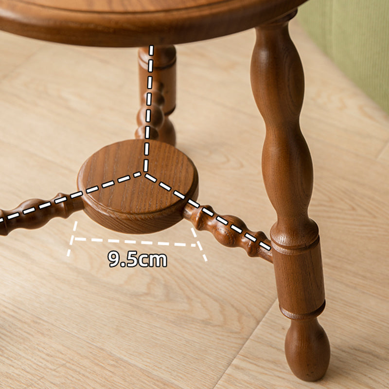 Rustic Solid Wood End Table 14.2" Tall Round 3 Legs Sofa Side Accent Table