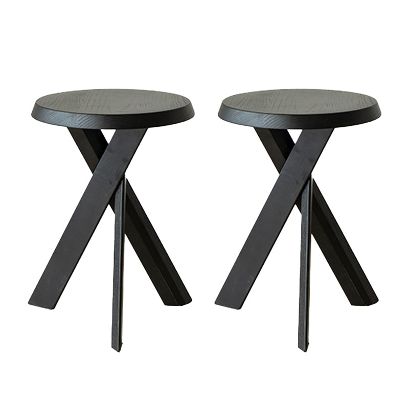 Solid Wood 3 Legs Side Table Modern Dia 12" 2-Piece End Tables Set