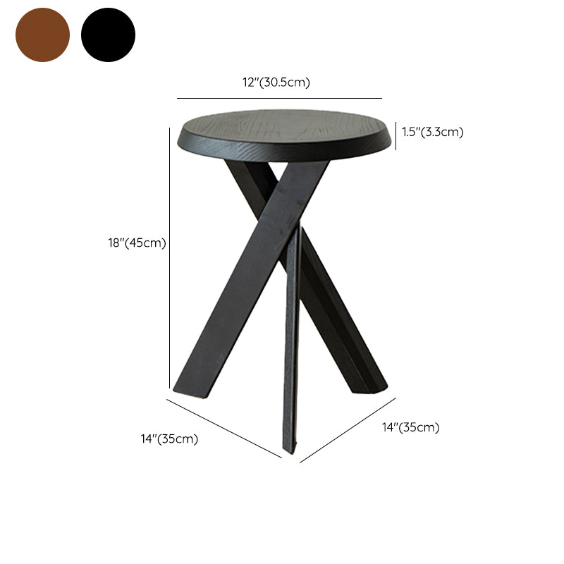 Solid Wood 3 Legs Side Table Modern Dia 12" 2-Piece End Tables Set
