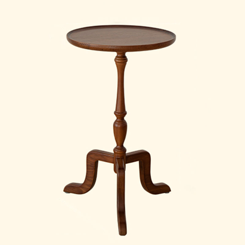 Rustic Round 3 Legs Side Table Solid Wood Tray Top End Table Set