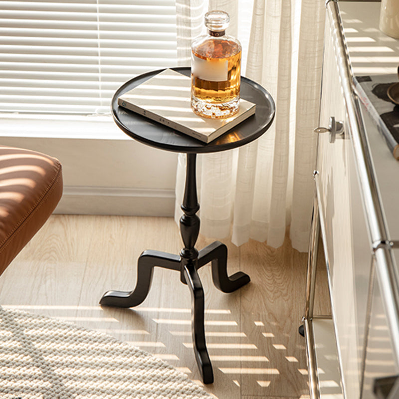 Rustic Round 3 Legs Side Table Solid Wood Tray Top End Table Set