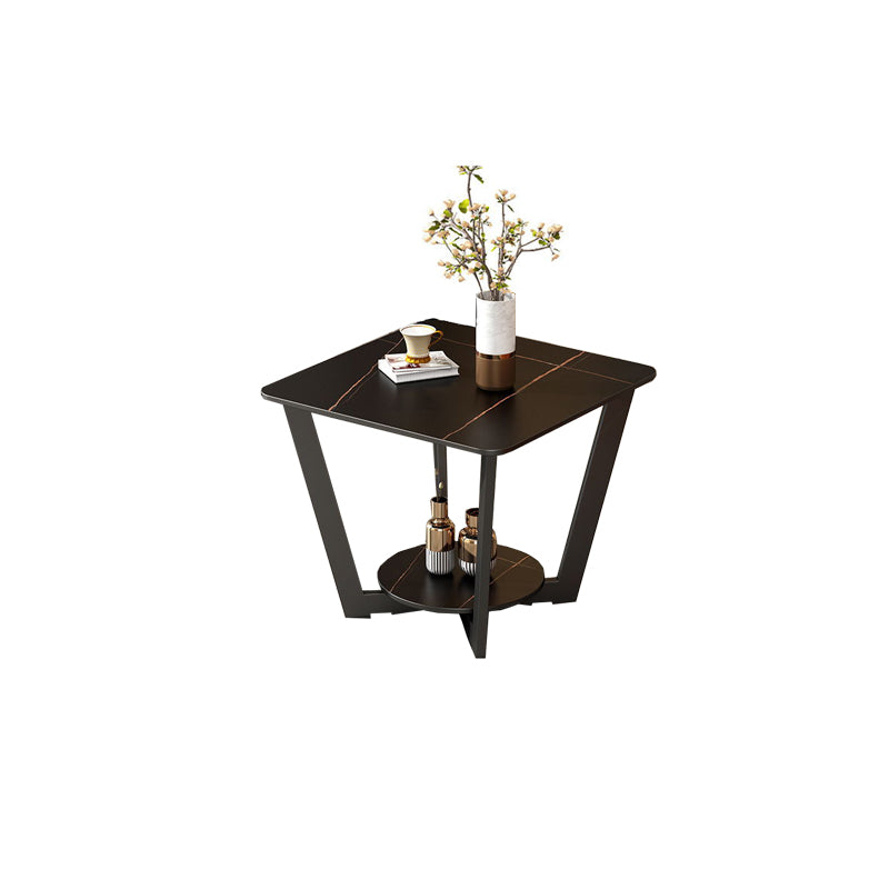 Modernistic Square Storage End Table 19.7" Tall  Cross Legs Side Table