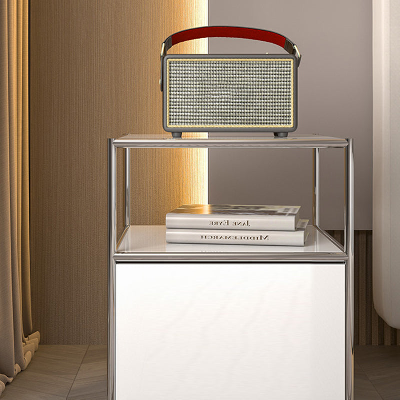 19.7" Tall Stainless Steel Side Table Rectangular End Table with Storage