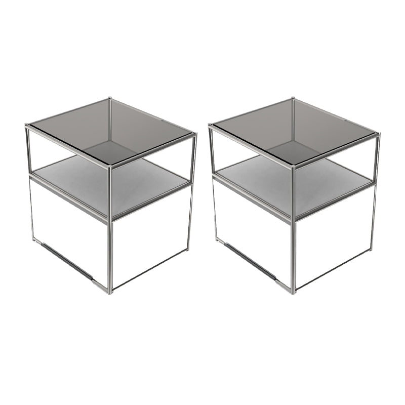 19.7" Tall Stainless Steel Side Table Rectangular End Table with Storage