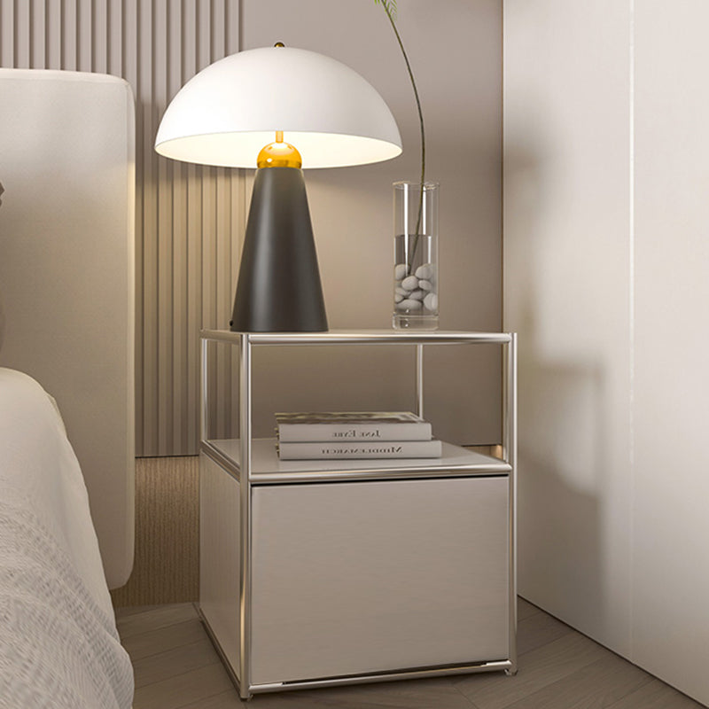 19.7" Tall Stainless Steel Side Table Rectangular End Table with Storage