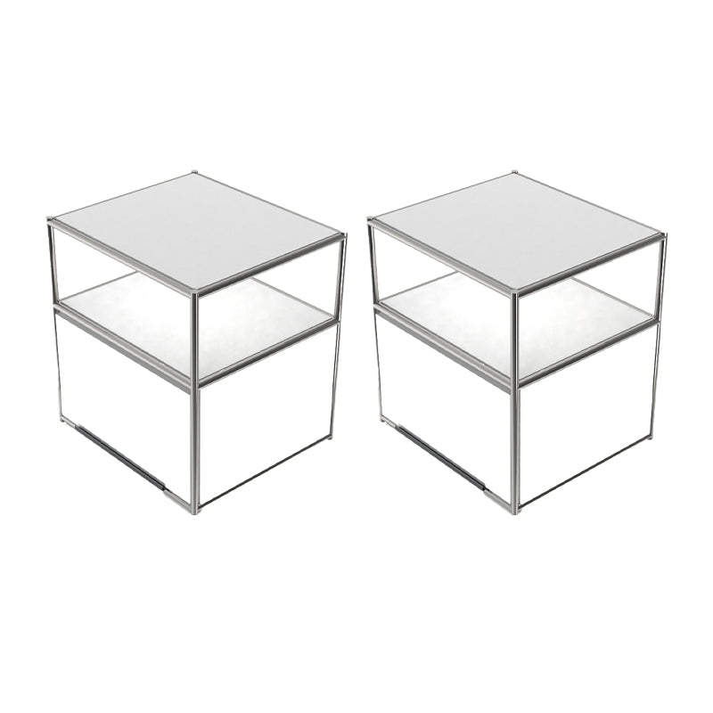 19.7" Tall Stainless Steel Side Table Rectangular End Table with Storage