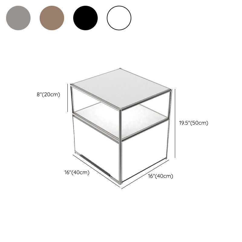 19.7" Tall Stainless Steel Side Table Rectangular End Table with Storage