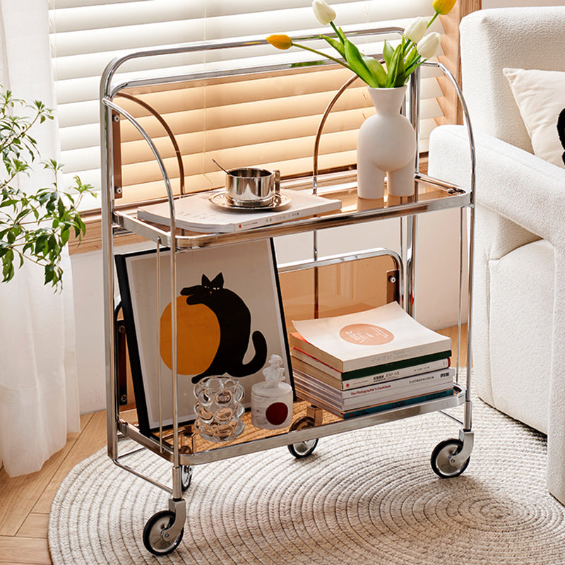 Modern Clear 23.6" End Table Rectangular Glass Side Table with Shelf