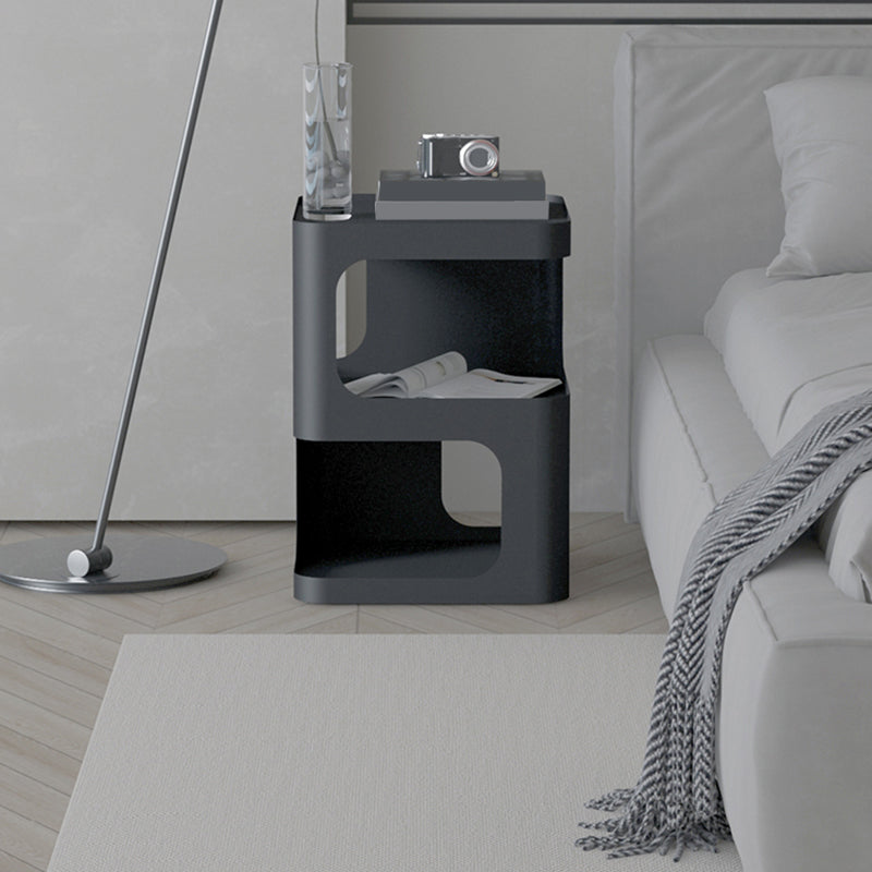 Square Iron End Table Set 21.26" Tall Metal Side Table with Storage Shelves