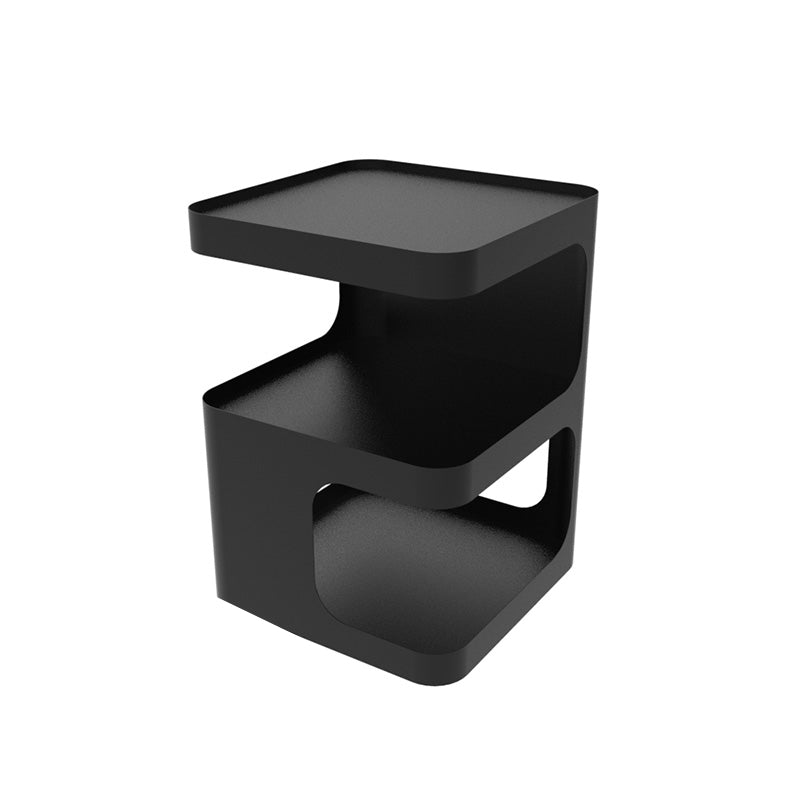 Square Iron End Table Set 21.26" Tall Metal Side Table with Storage Shelves