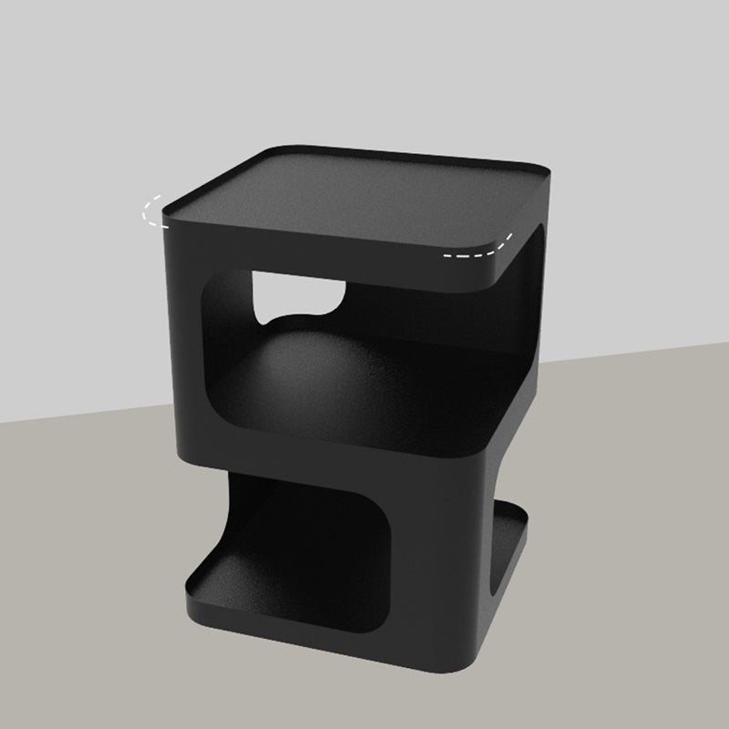 Square Iron End Table Set 21.26" Tall Metal Side Table with Storage Shelves