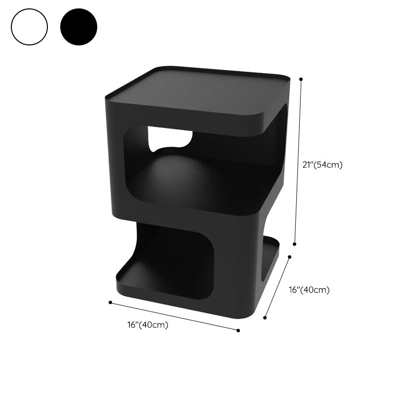 Square Iron End Table Set 21.26" Tall Metal Side Table with Storage Shelves