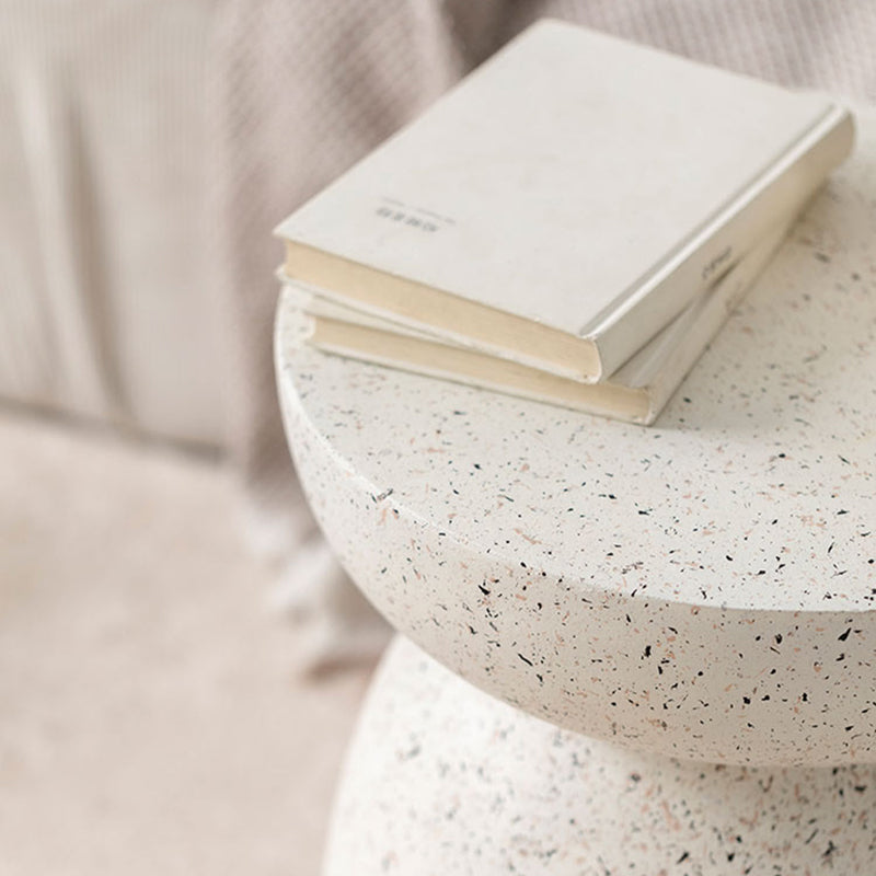 Contemporary Beige End Table 17.7" Tall Pedestal Nesting Side Tables