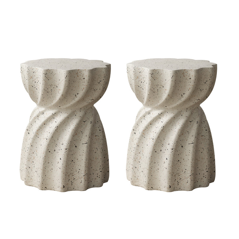 Contemporary 13.8-inch End Table Pedestal Beige Nesting Table