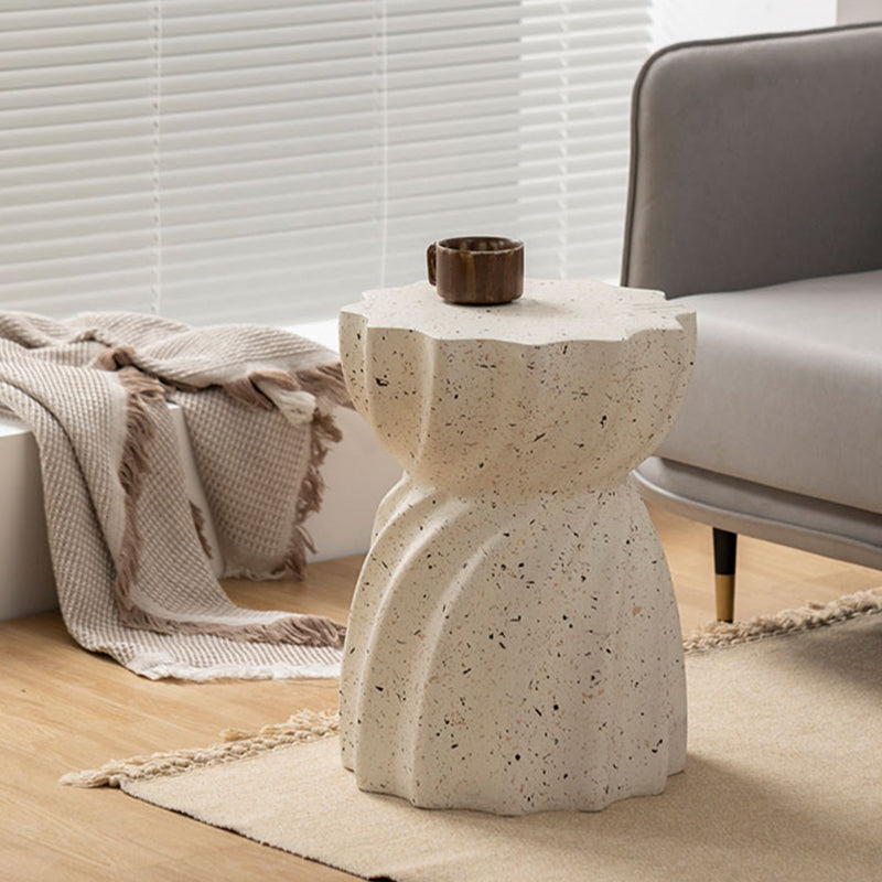 Contemporary 13.8-inch End Table Pedestal Beige Nesting Table