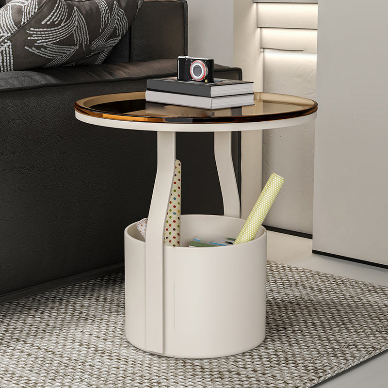 19.7" Storage Round Side Table Metal Drum Sofa Side Accent Table