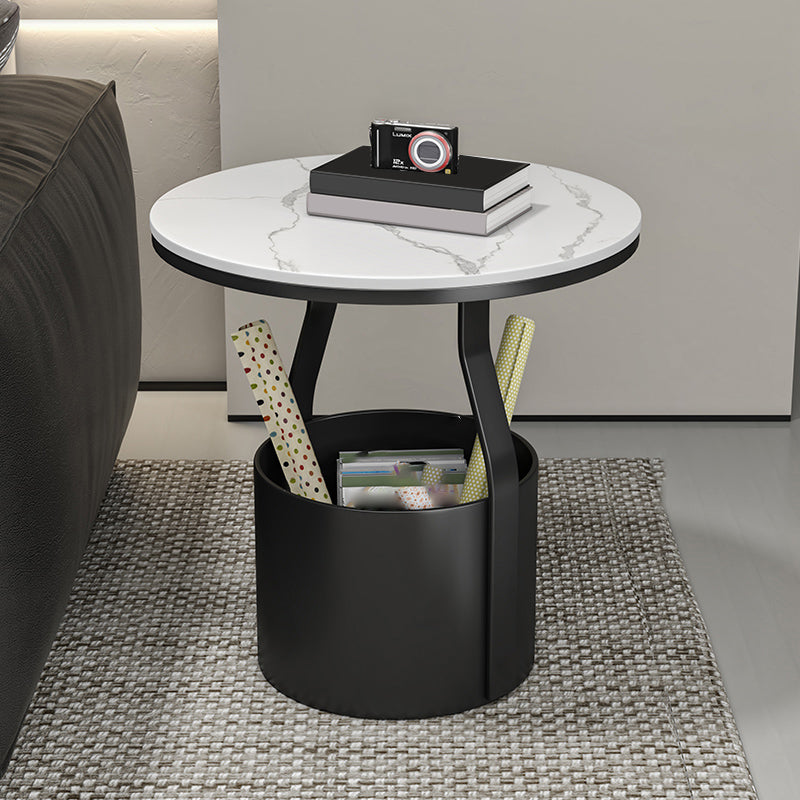 19.7" Storage Round Side Table Metal Drum Sofa Side Accent Table