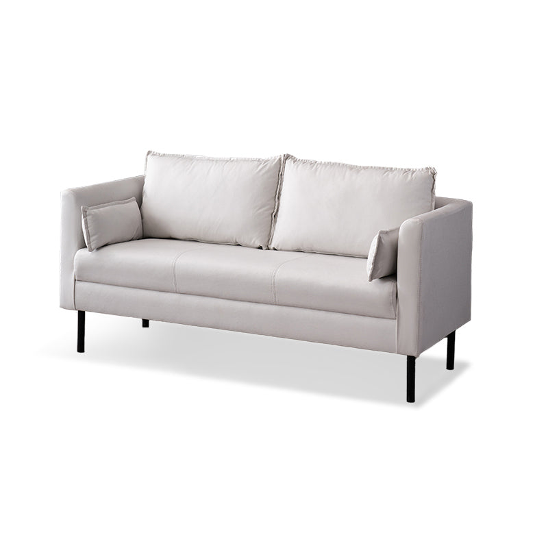 Scandinavian Faux Leather Sofa 29.52" High Tuxedo Arm Sofa with 2 Pillows